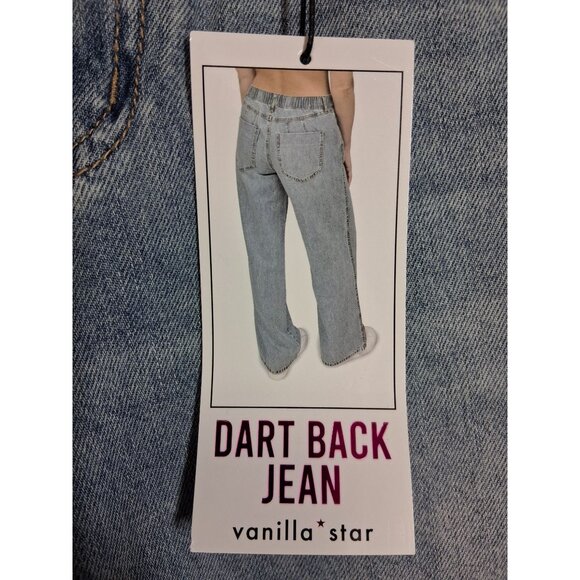 NWT Vanilla Star Denim Blue Jeans Dart Back Wide Leg Size XS Juniors - Picture 1 of 6